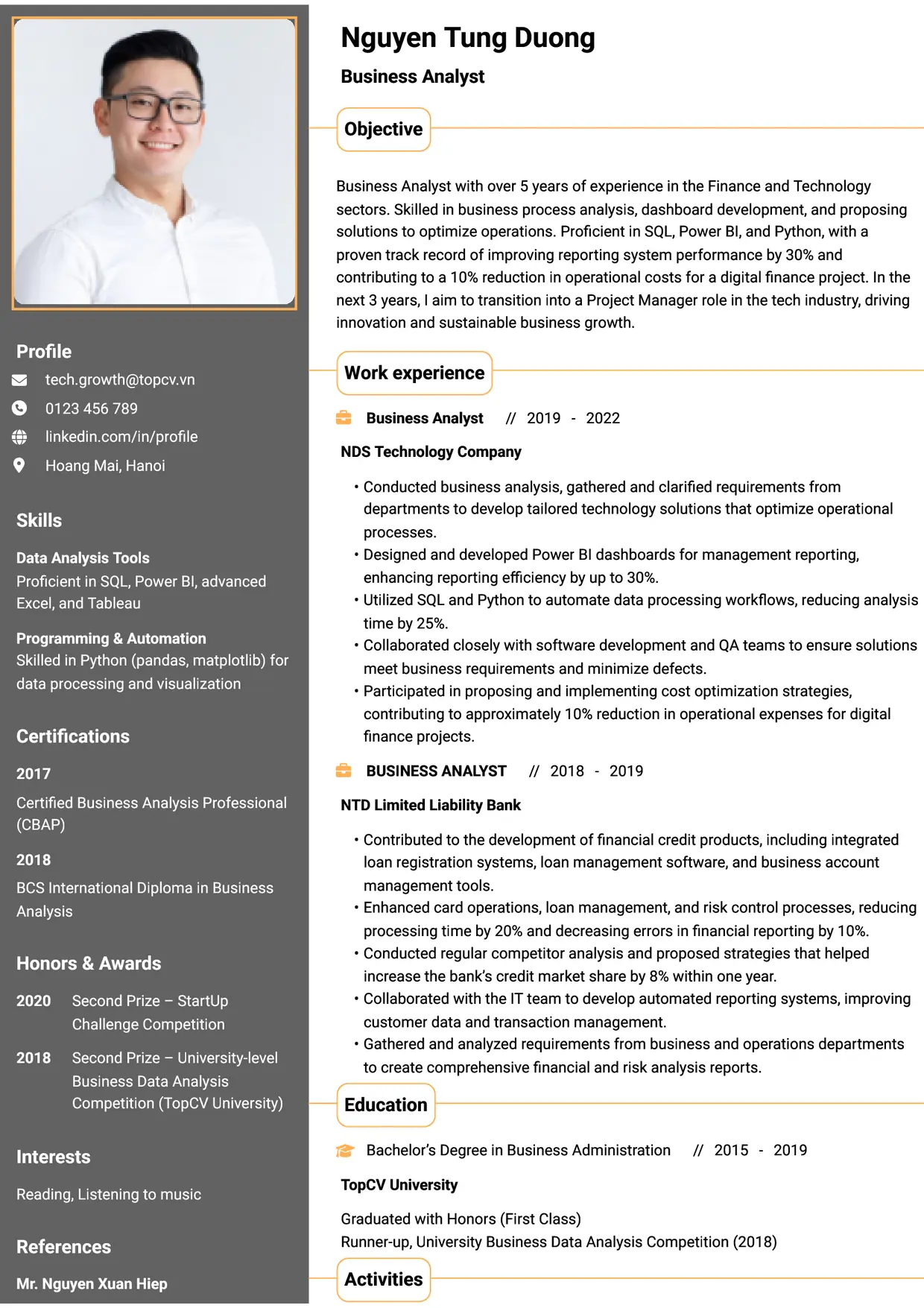 Mẫu CV xin việc tiếng Anh - Thành đạt