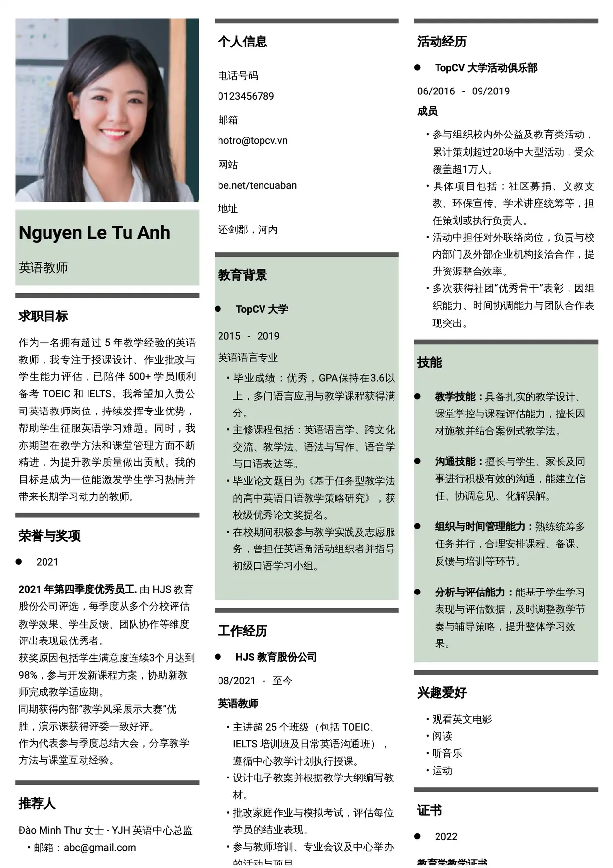Mẫu CV Thời đại