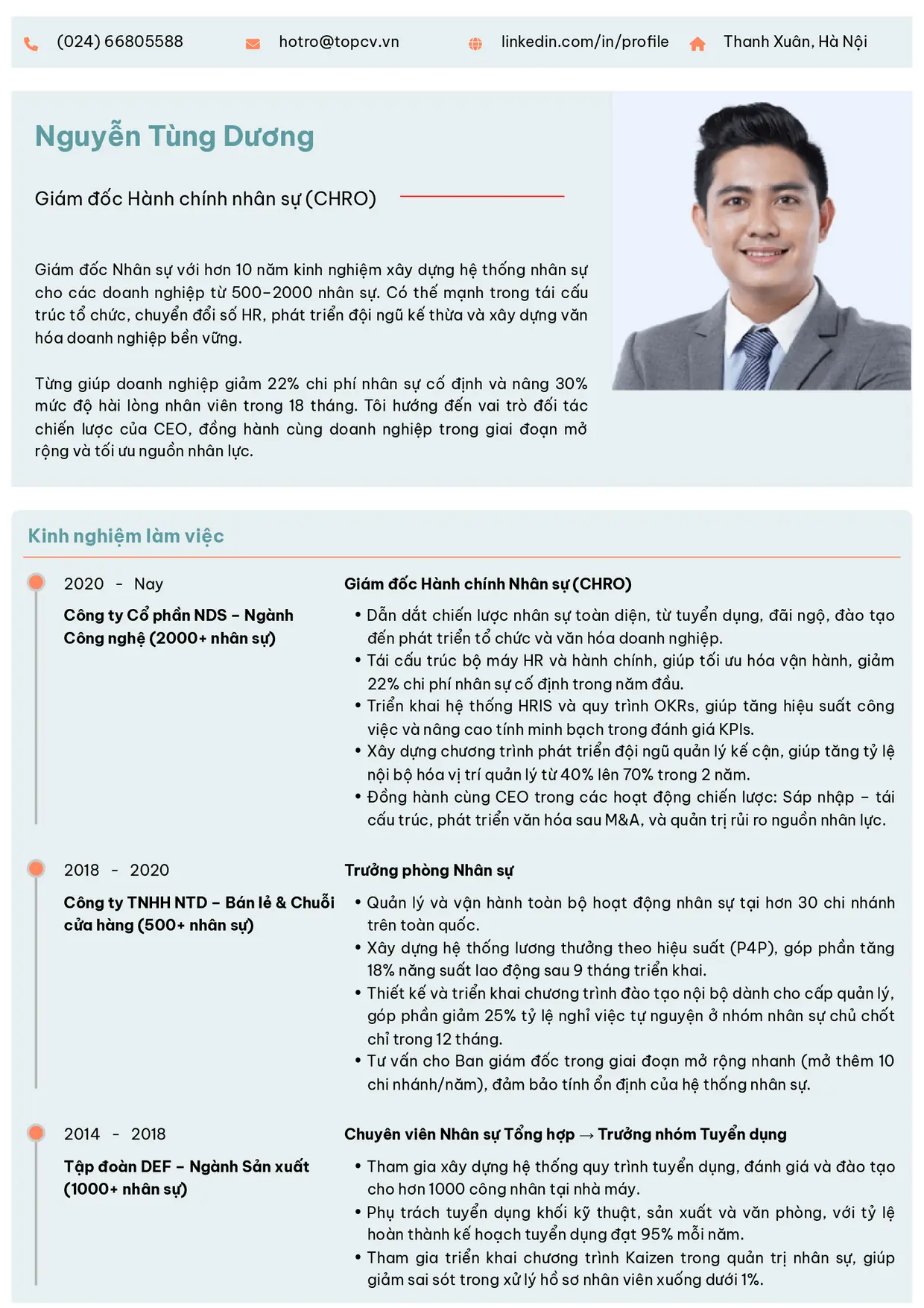 Mẫu CV xin việc Giám đốc hành chính nhân sự
