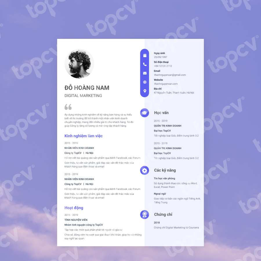 Mẫu CV tiếng Việt - Basic 4 - TopCV.vn