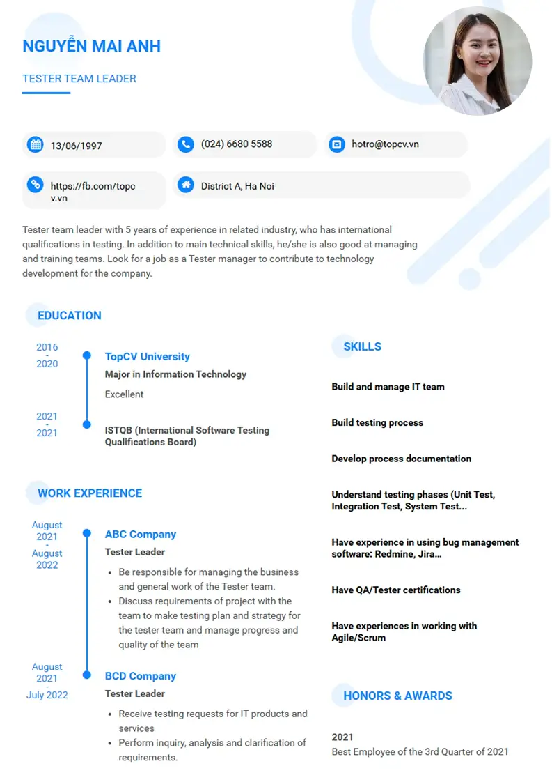 Mẫu CV xin việc Tinh tế 1