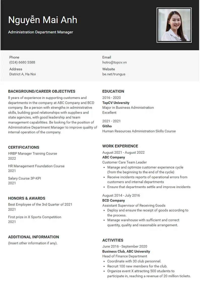 Mẫu CV xin việc Hiện Đại 3