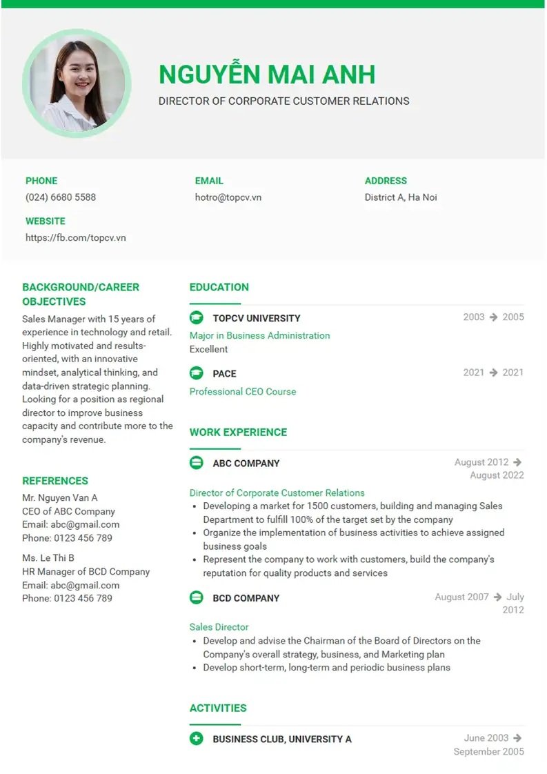 Mẫu CV xin việc Hiện Đại 5