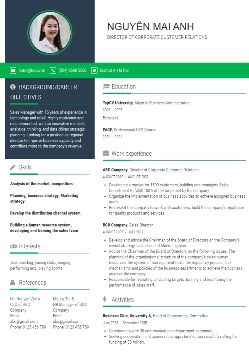 Mẫu CV xin việc Outstanding 3