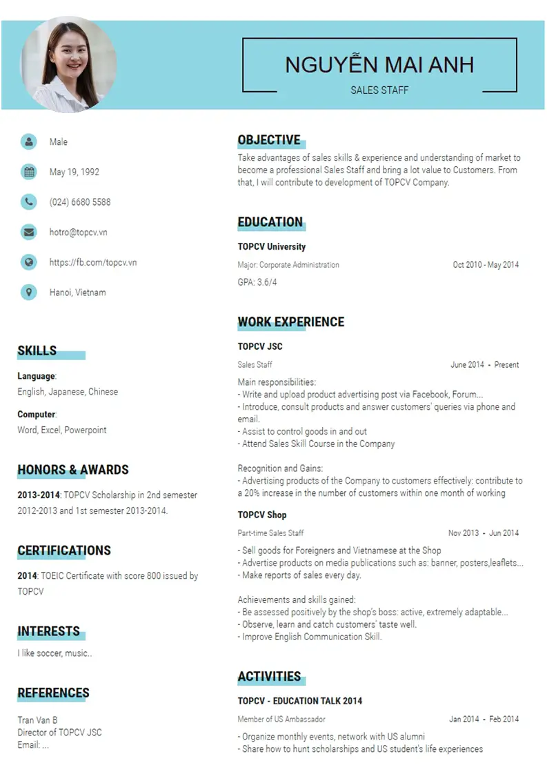 Mẫu CV xin việc Outstanding 9
