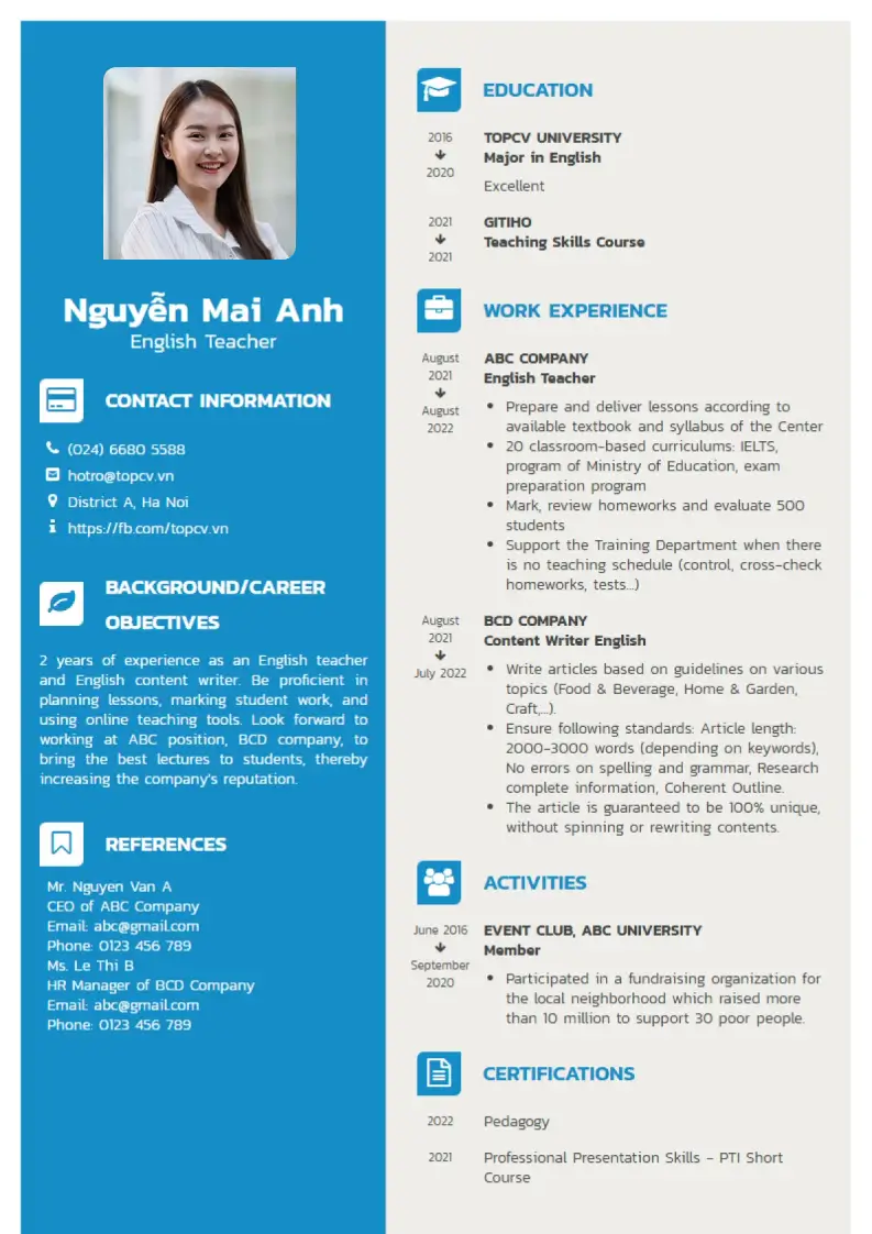 Mẫu CV xin việc Chuyên Nghiệp 5