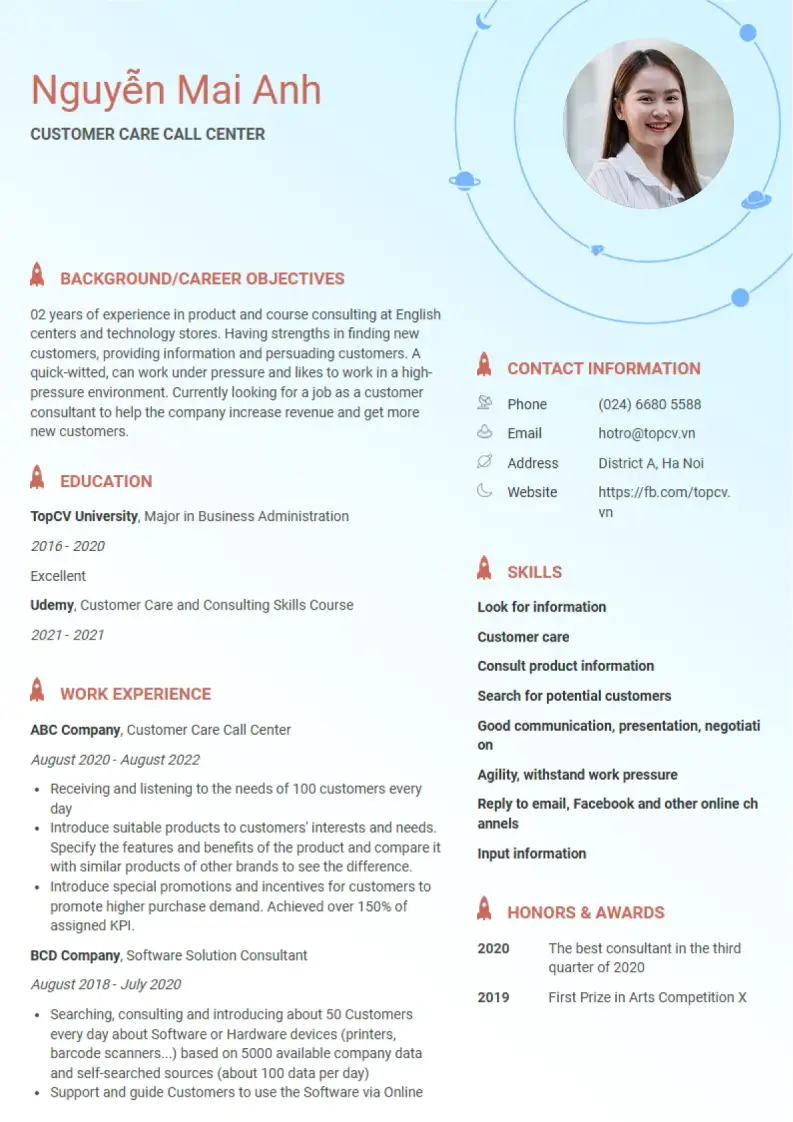 Mẫu CV xin việc Hệ mặt trời