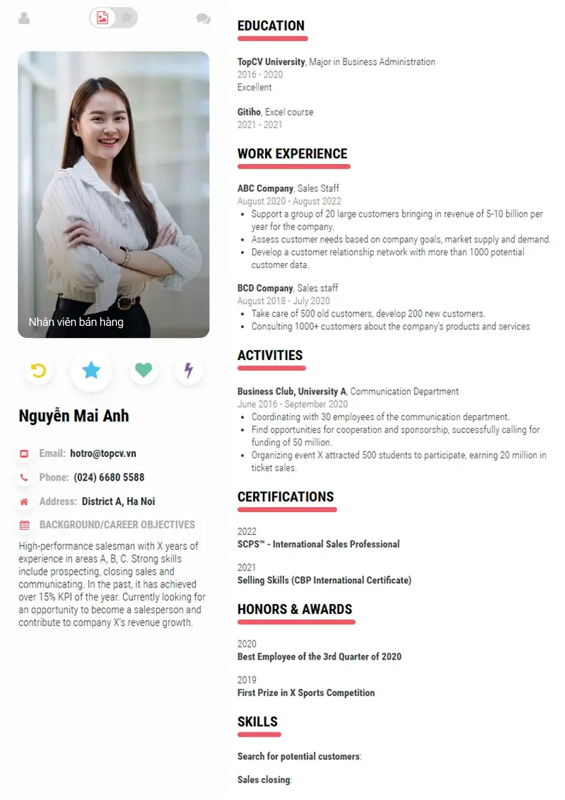Mẫu CV xin việc Toppier