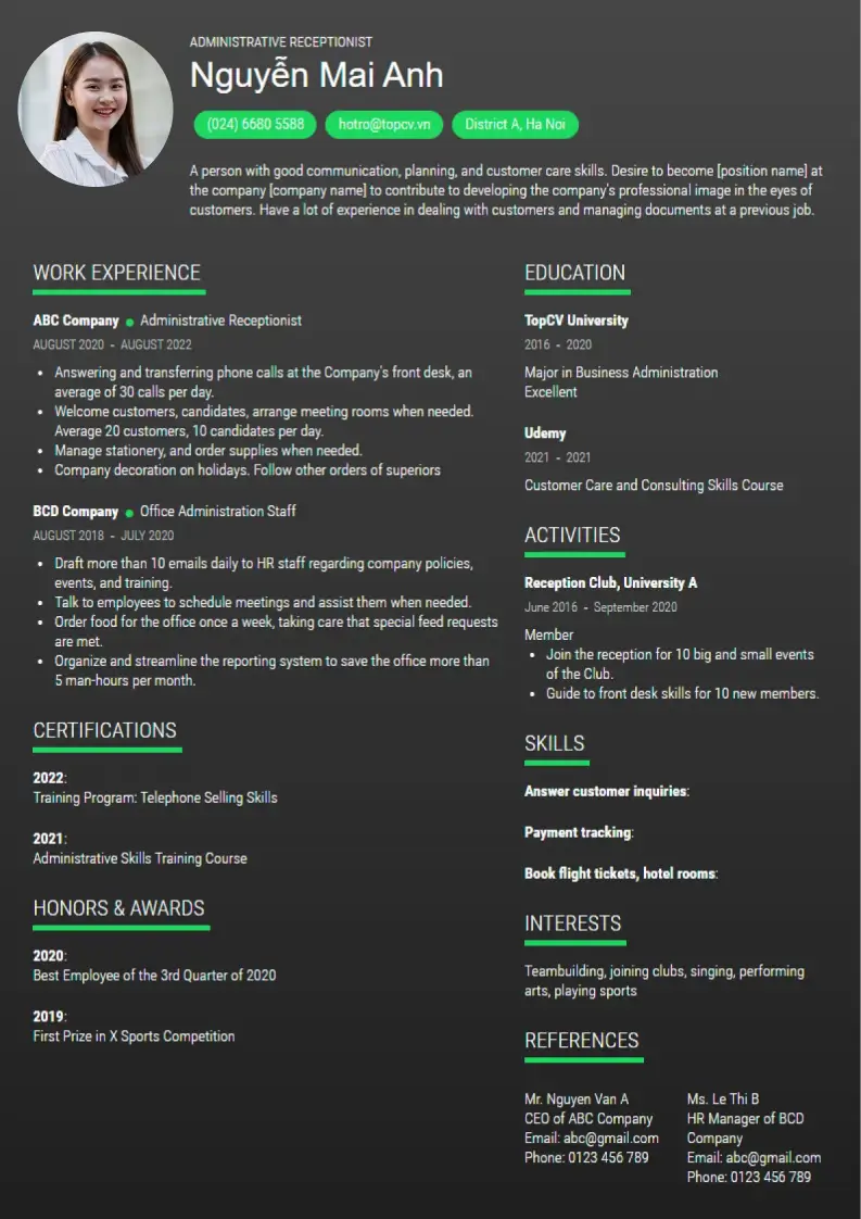 Mẫu CV xin việc Toptify