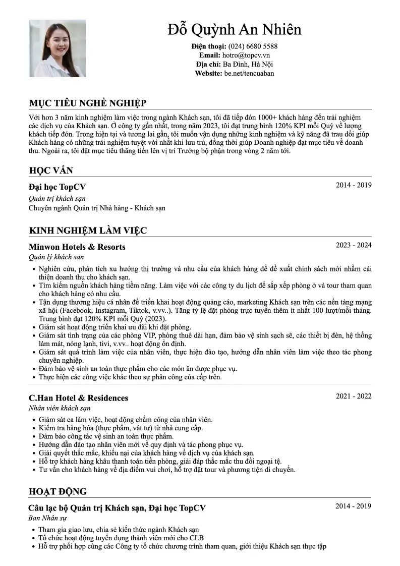 Mẫu CV xin việc Cổ Điển 1