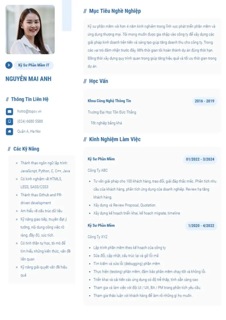 Mẫu CV xin việc Lập trình viên 2