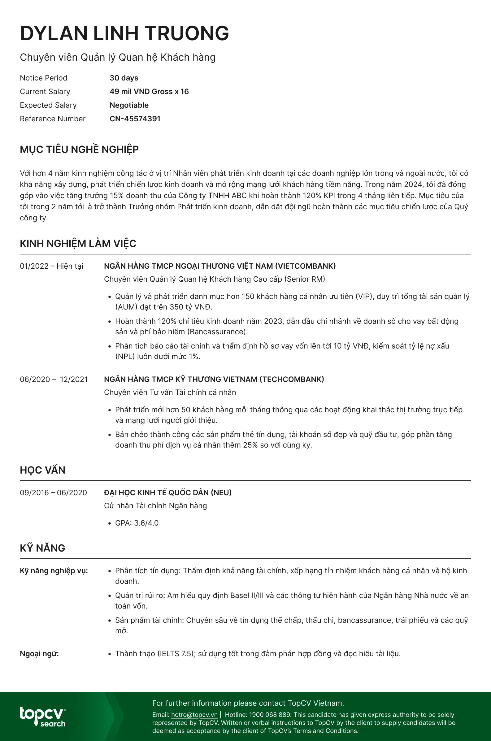 Mẫu CV Headhunt