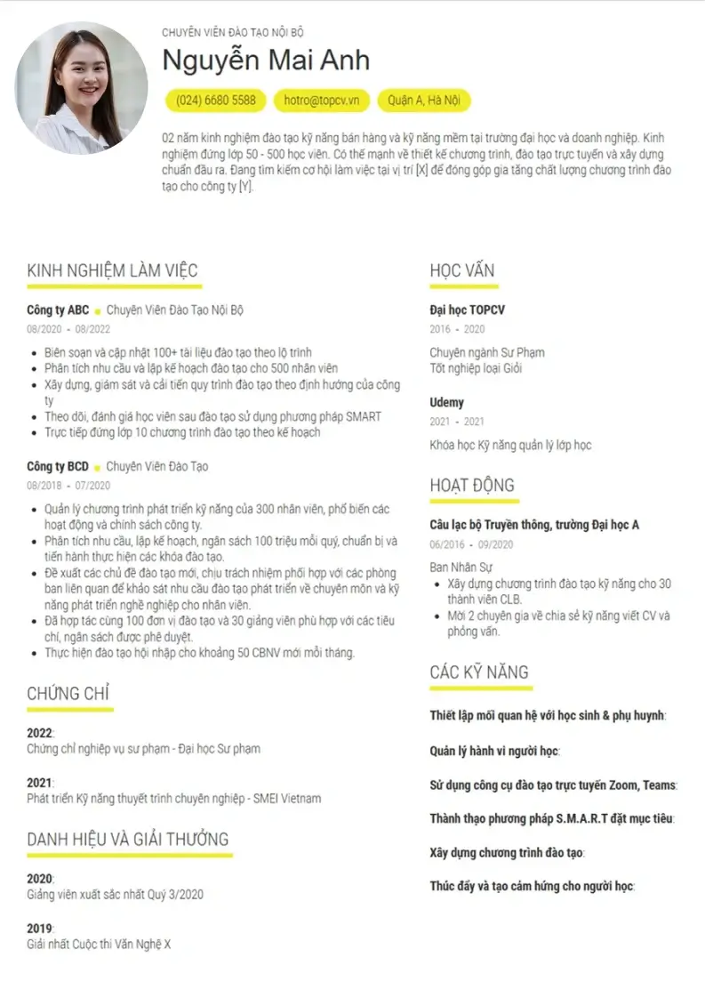 Mẫu CV xin việc Outstanding 2