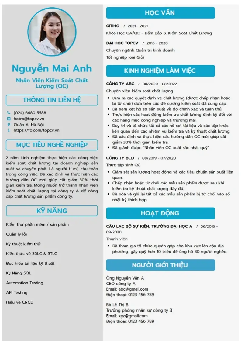 Mẫu CV xin việc Chuyên Nghiệp 4