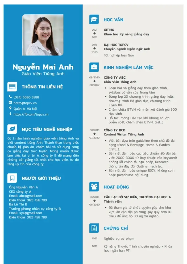 Mẫu CV xin việc Chuyên Nghiệp 5