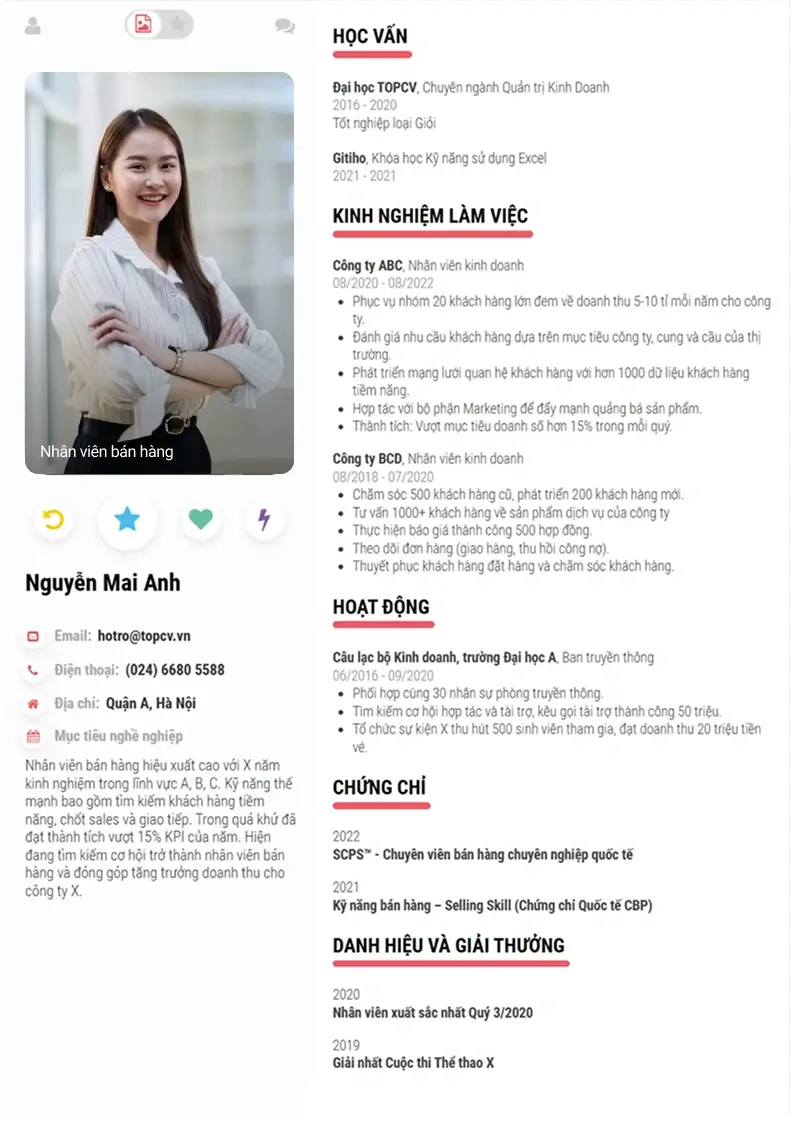 Mẫu CV xin việc Toppier