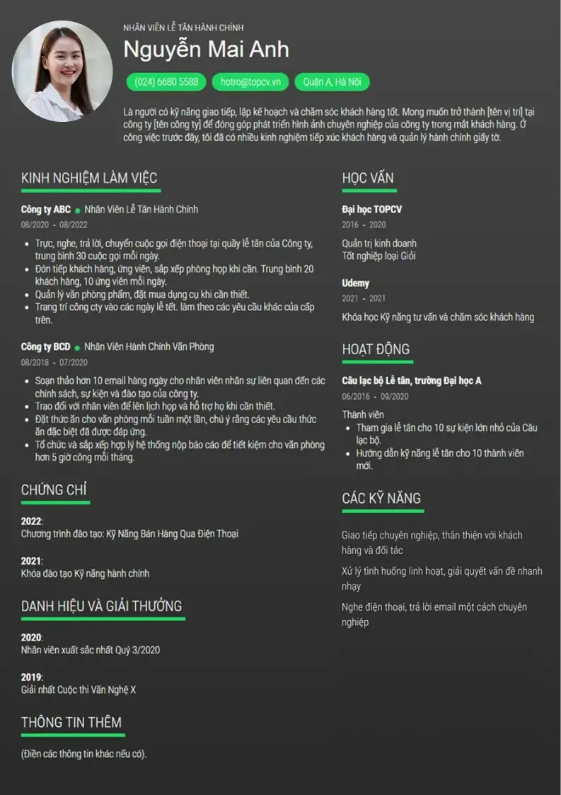 Mẫu CV xin việc Toptify